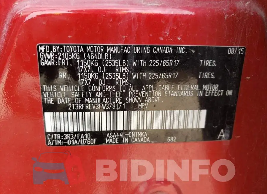 2T3RFREV3FW378171 Photo# 14