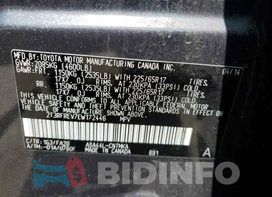 2T3RFREV7EW172446 Photo# 14