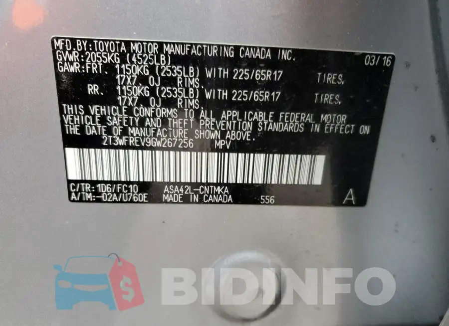 2T3WFREV9GW267256 Photo# 12