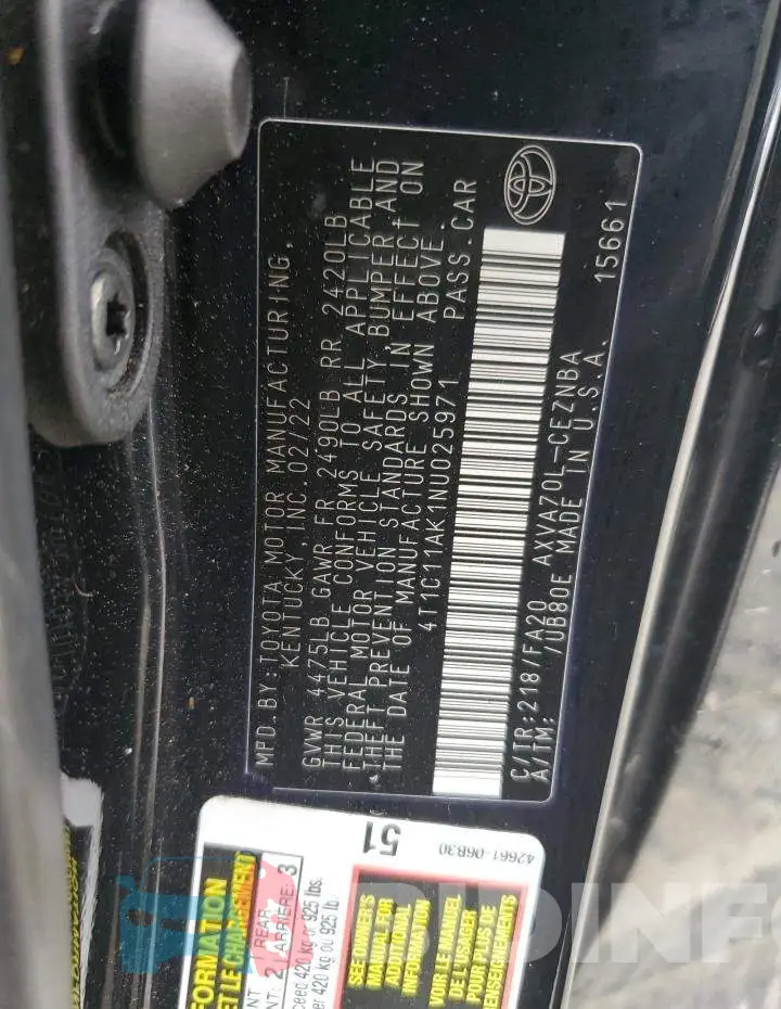 4T1C11AK1NU025971 Photo# 12