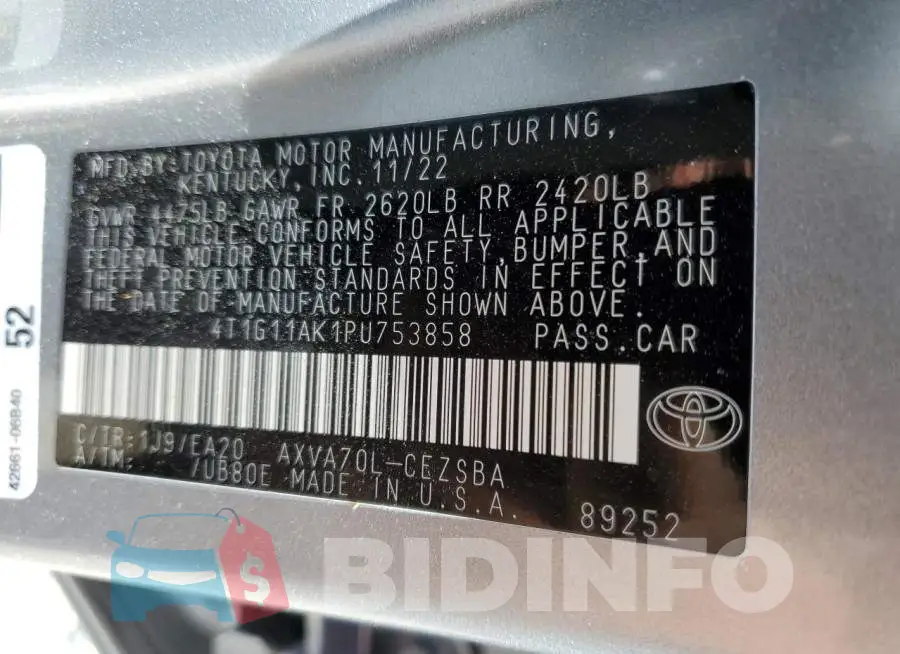 4T1G11AK1PU753858 Photo# 12