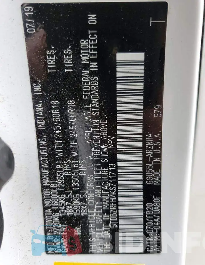 5TDBZRFH7KS711713 Photo# 12