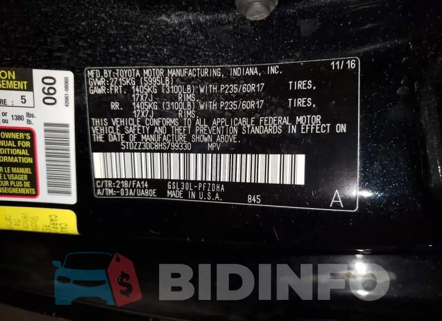 5TDZZ3DC8HS799330 Photo# 13
