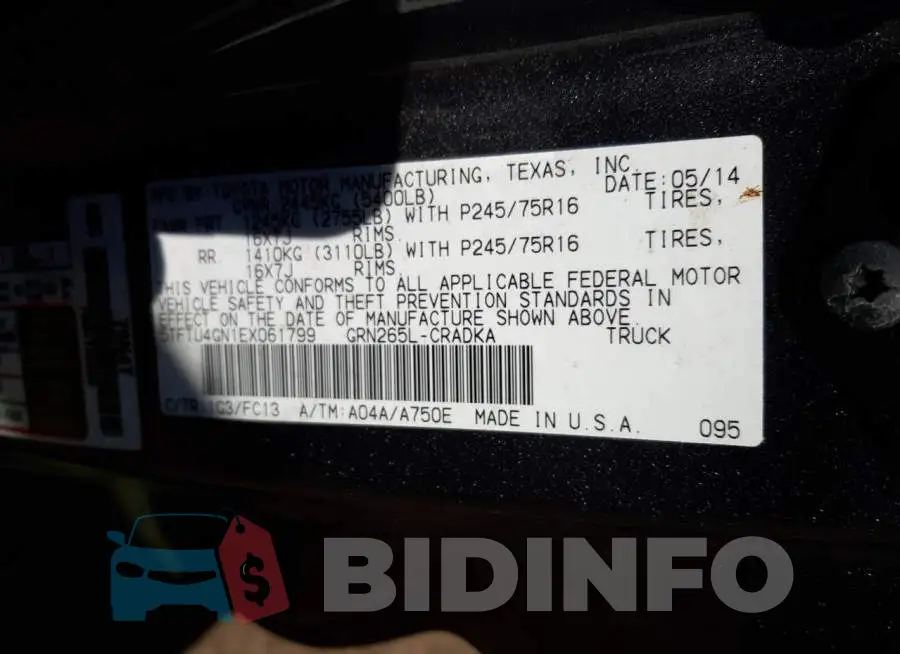 5TFTU4GN1EX061799 Photo# 12