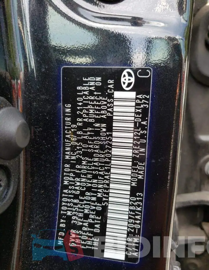 5YFEPRAE1LP027251 Photo# 12