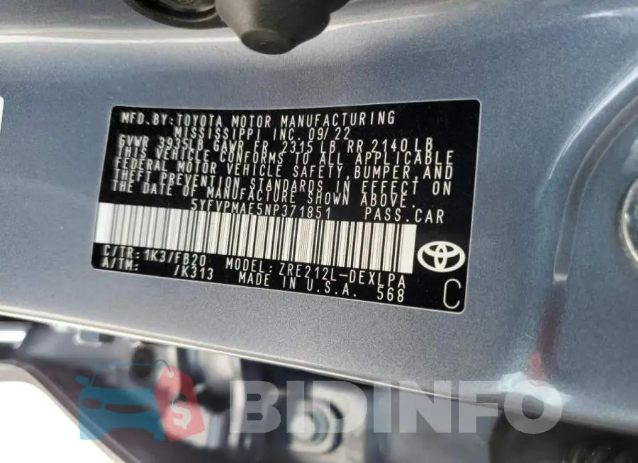 5YFVPMAE5NP371851 Photo# 13