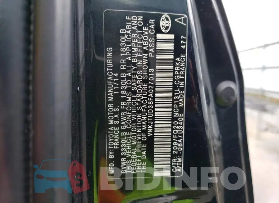 VNKJTUD38FA027013 Photo# 13