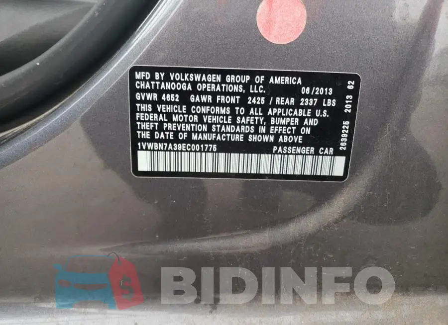 1VWBN7A39EC001775 Photo# 12