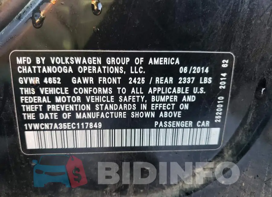 1VWCN7A35EC117849 Photo# 12