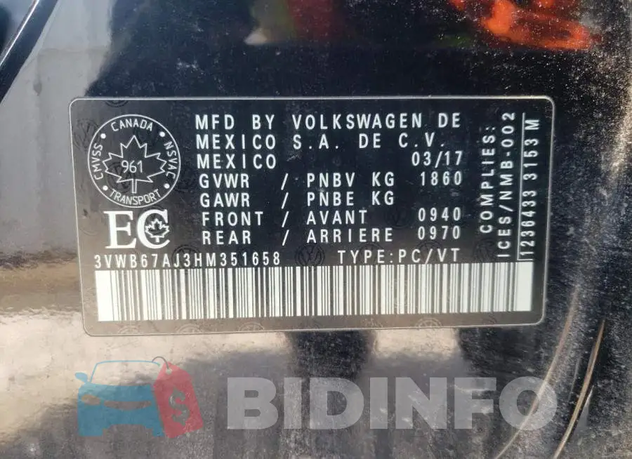 3VWB67AJ3HM351658 Photo# 12