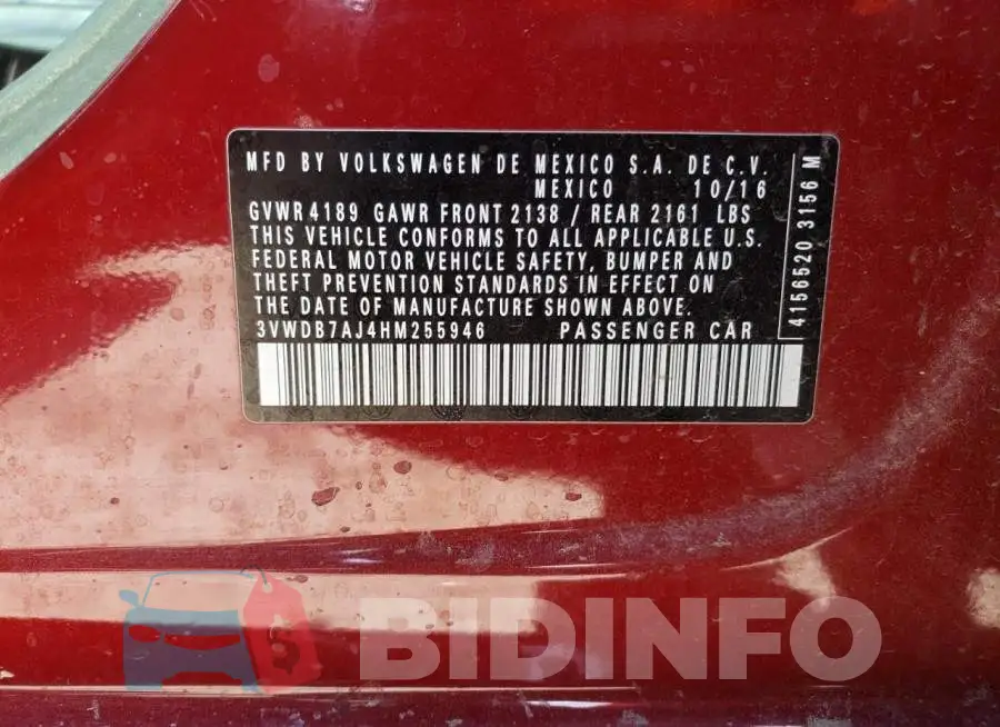 3VWDB7AJ4HM255946 Photo# 12