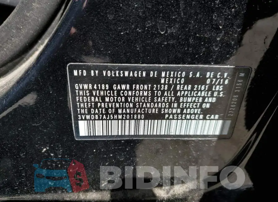 3VWDB7AJ5HM201880 Photo# 12