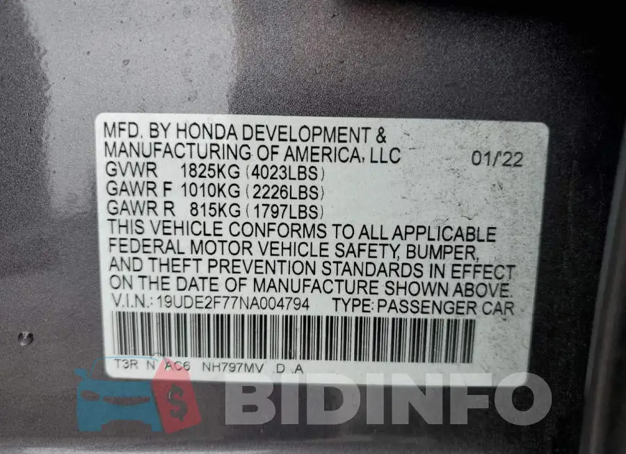 19UDE2F77NA004794 Photo# 12