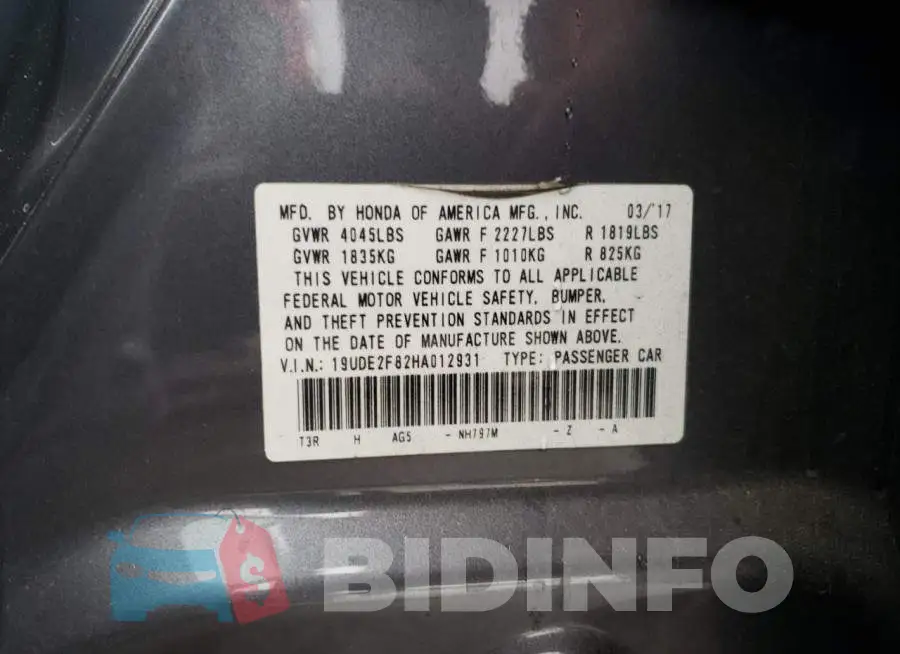 19UDE2F82HA012931 Photo# 12