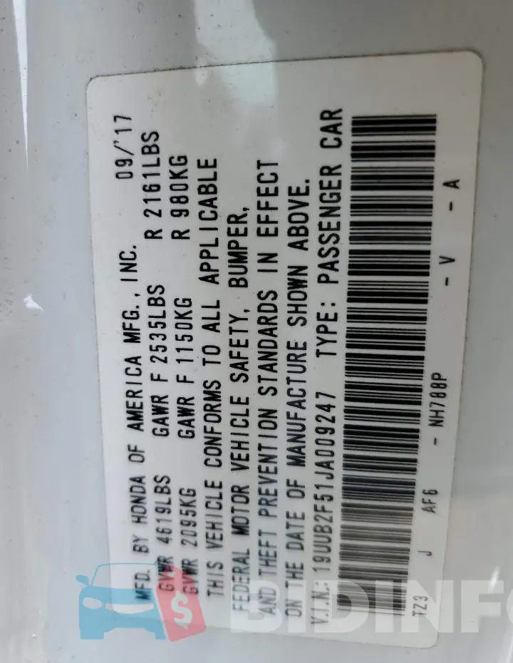 19UUB2F51JA009247 Photo# 13