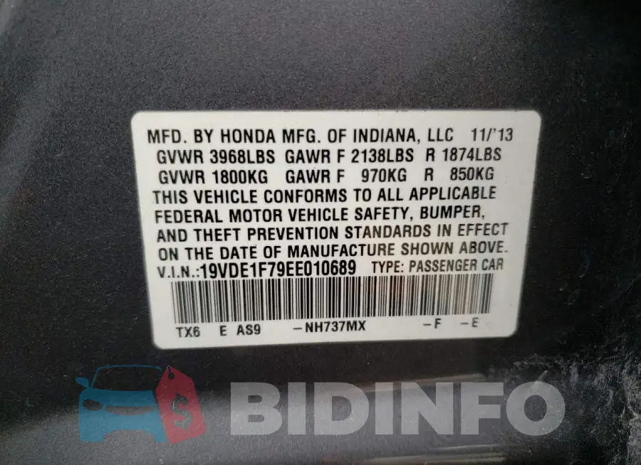 19VDE1F79EE010689 Photo# 13