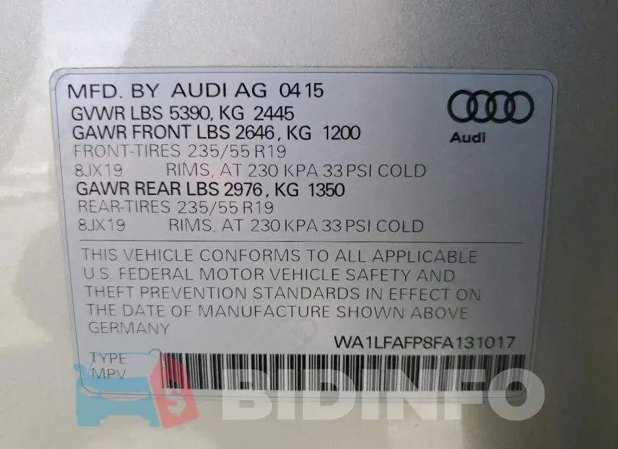 WA1LFAFP8FA131017 Photo# 13