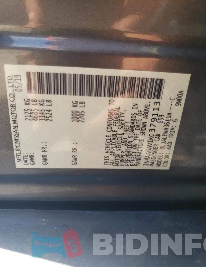 1N4AA6AV1KC379113 Photo# 12