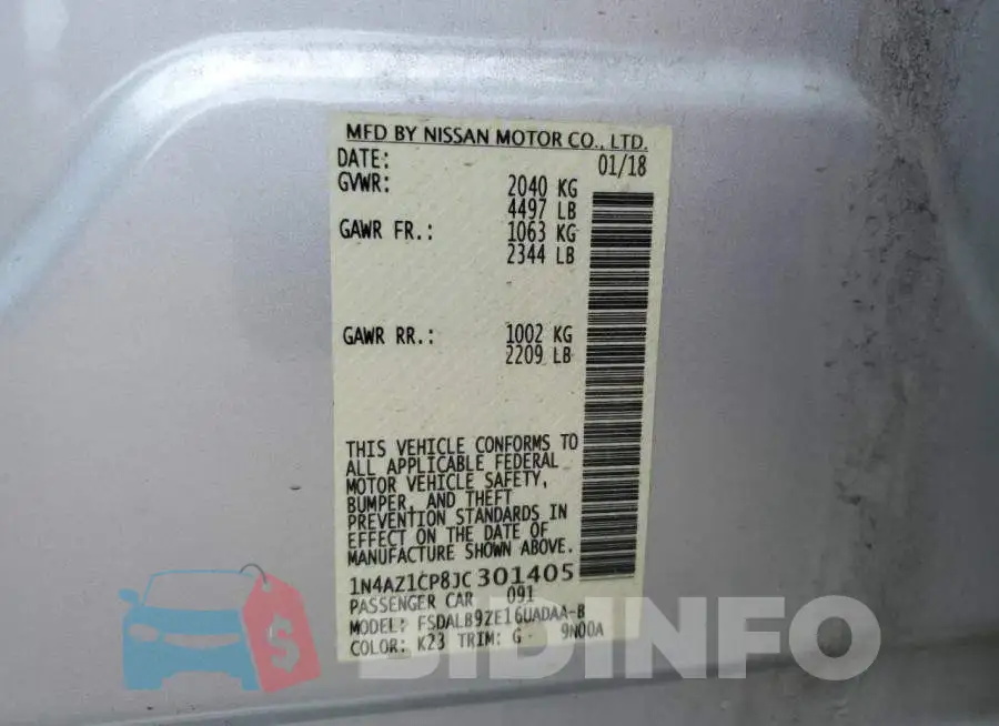 1N4AZ1CP8JC301405 Photo# 12