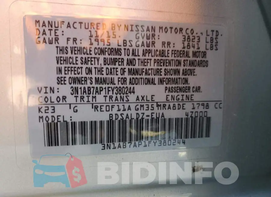 3N1AB7AP1FY380244 Photo# 12
