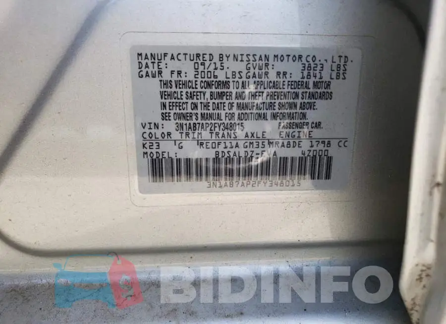 3N1AB7AP2FY348015 Photo# 12
