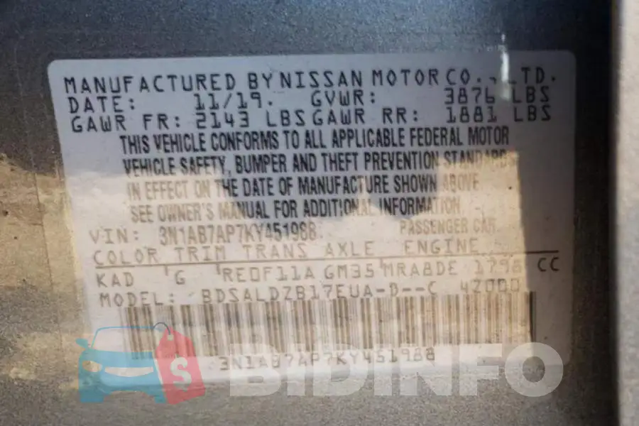 3N1AB7AP7KY451988 Photo# 12