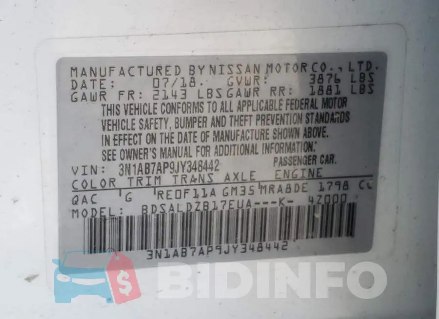 3N1AB7AP9JY348442 Photo# 13