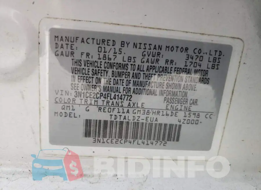 3N1CE2CP4FL414772 Photo# 12