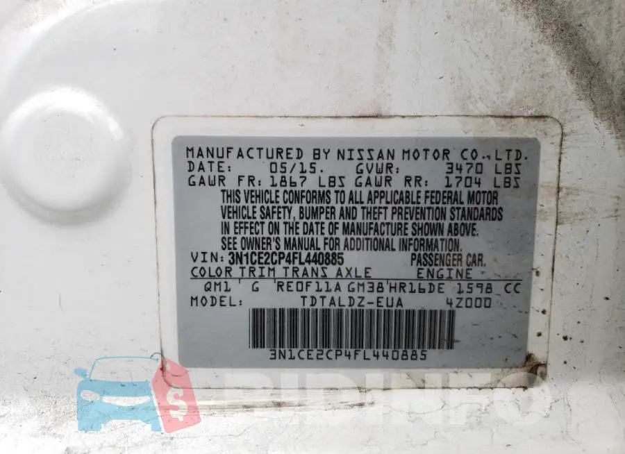3N1CE2CP4FL440885 Photo# 12