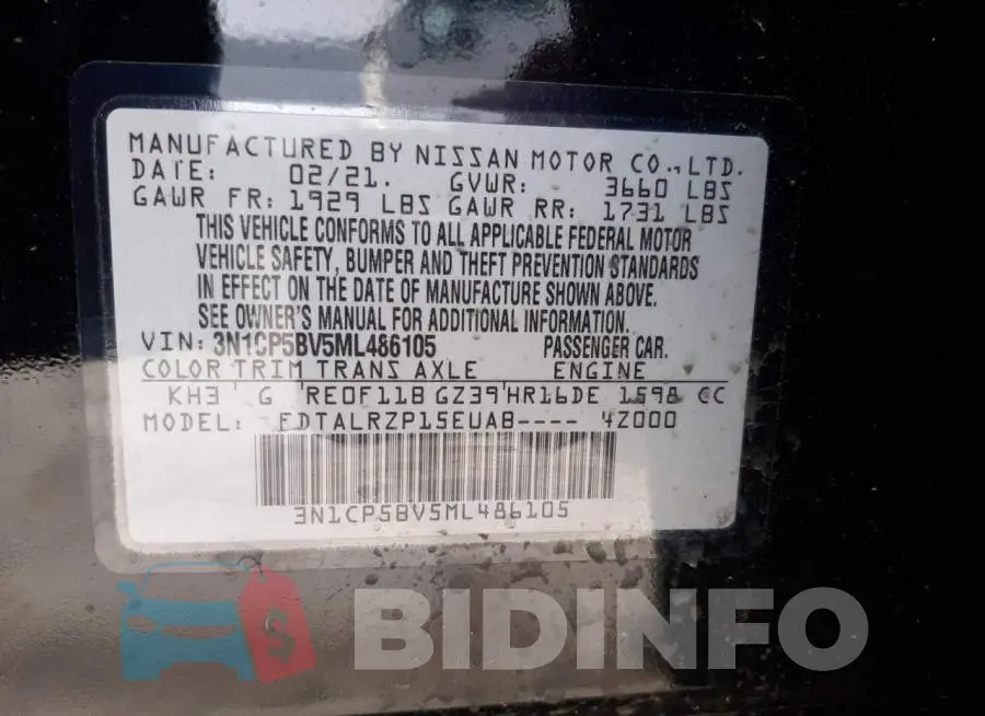 3N1CP5BV5ML486105 Photo# 13