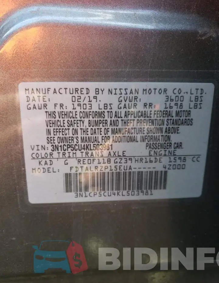 3N1CP5CU4KL503981 Photo# 13