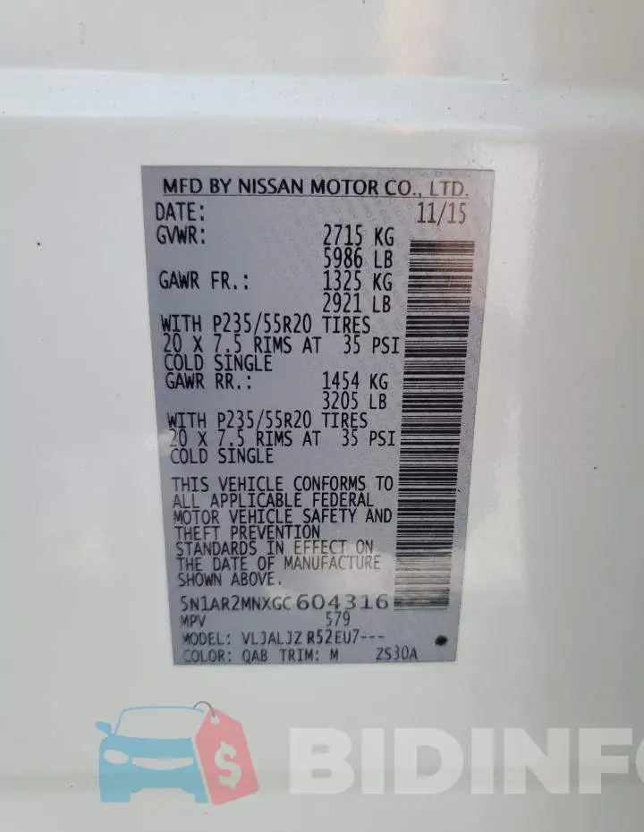 5N1AR2MNXGC604316 Photo# 12