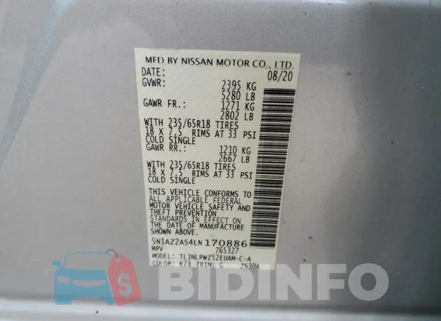 5N1AZ2AS4LN170886 Photo# 12