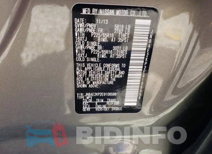 JN8AE2KP2E9106596 Photo# 12