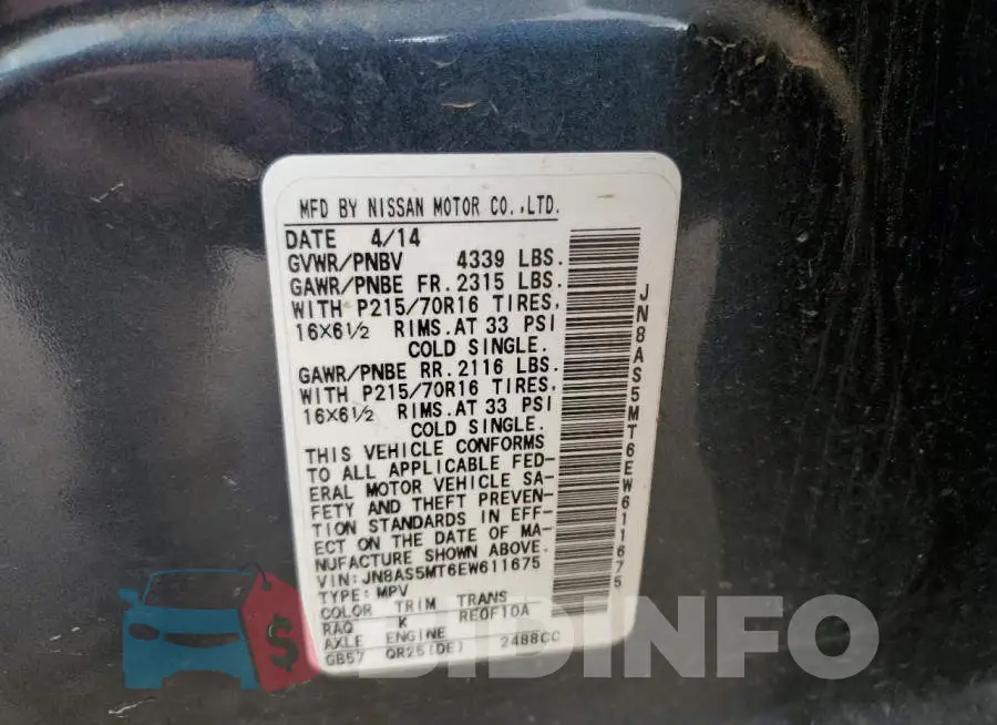 JN8AS5MT6EW611675 Photo# 13