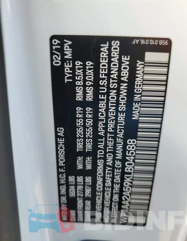 WP1AA2A59KLB04588 Photo# 13