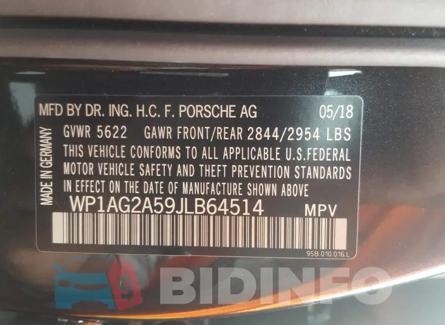 WP1AG2A59JLB64514 Photo# 10