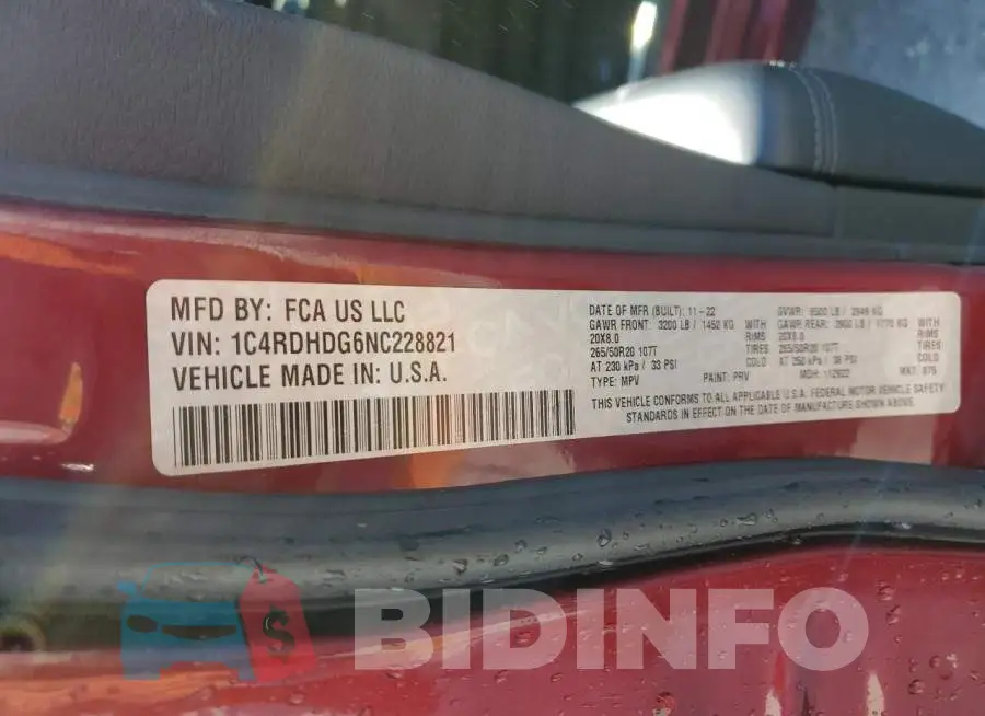 1C4RDHDG6NC228821 Photo# 13