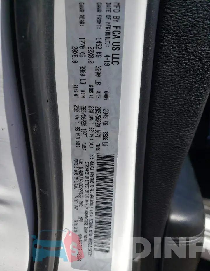 1C4RDJDG7KC722432 Photo# 13