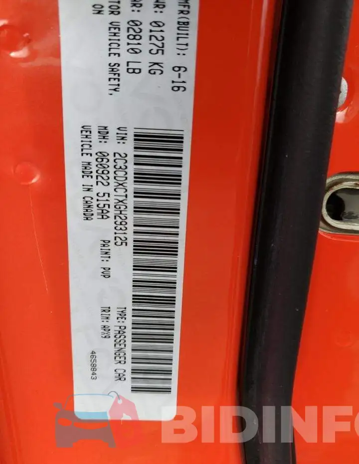 2C3CDXCTXGH293125 Photo# 12