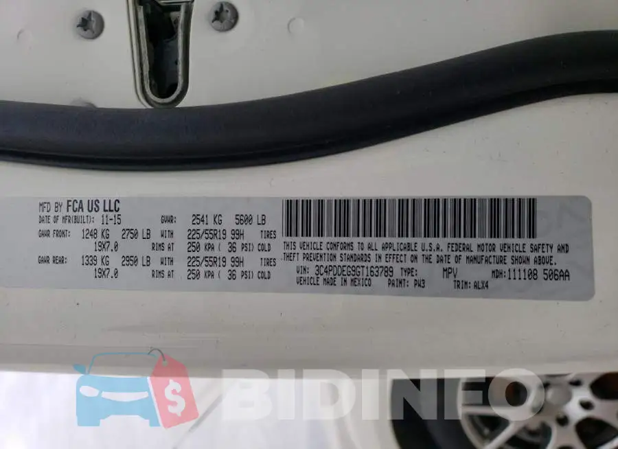 3C4PDDEG9GT163789 Photo# 12