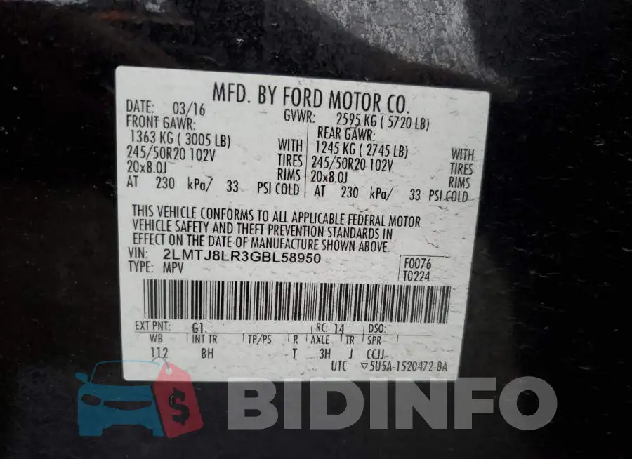 2LMTJ8LR3GBL58950 Photo# 13