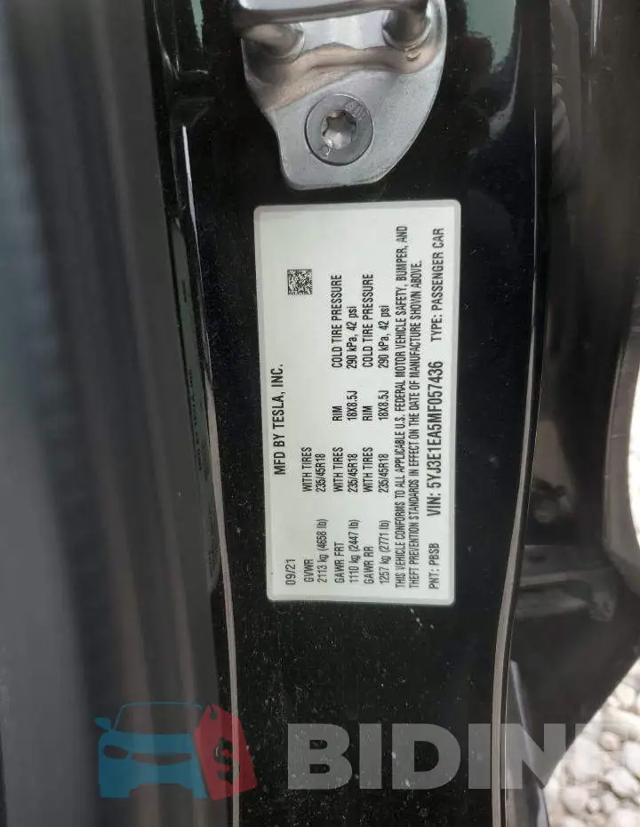 5YJ3E1EA5MF057436 Photo# 12