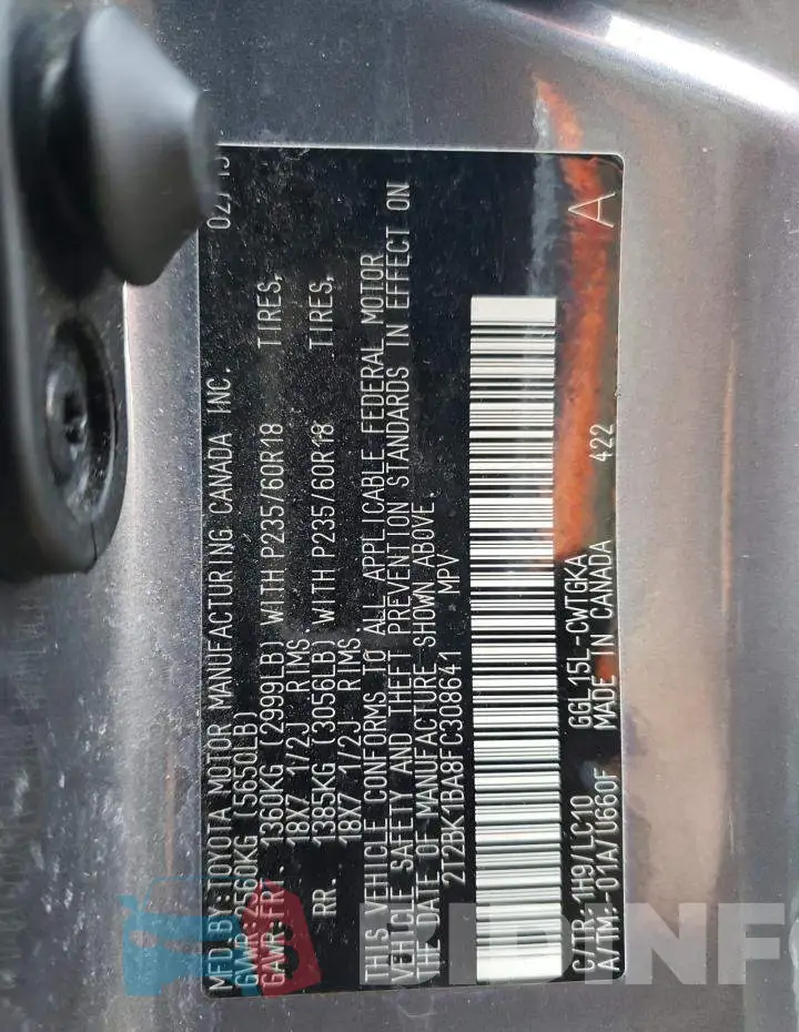 2T2BK1BA8FC308641 Photo# 12