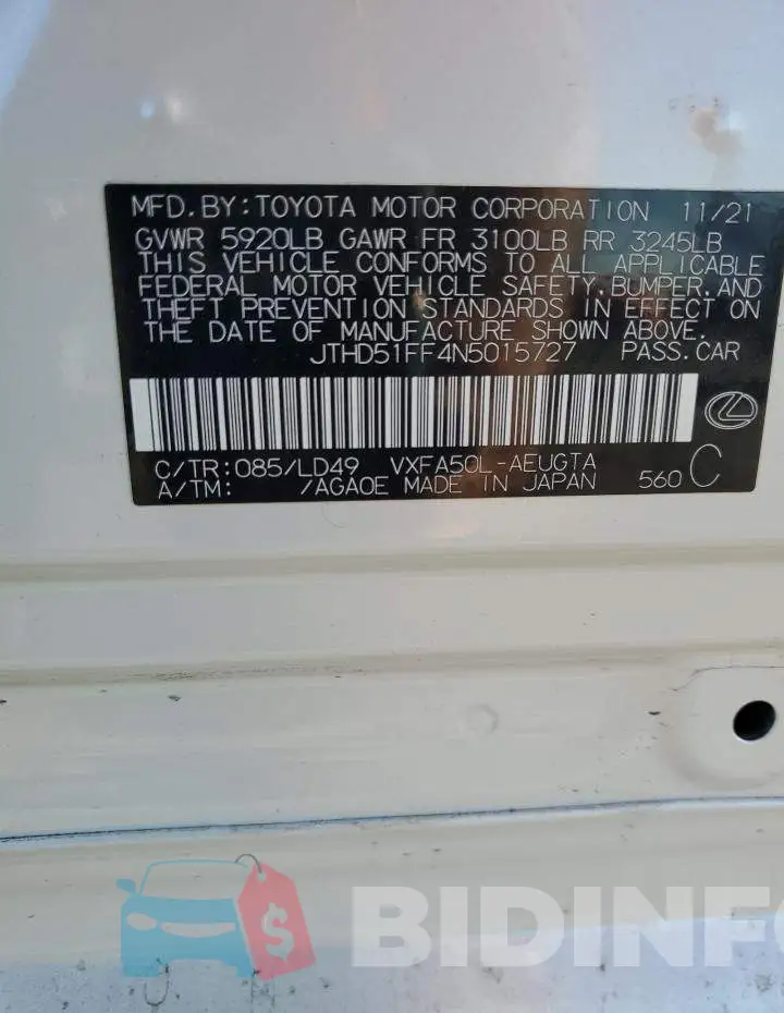 JTHD51FF4N5015727 Photo# 12