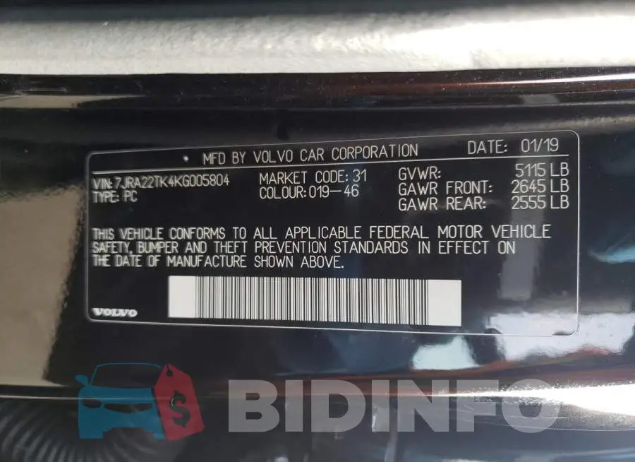 7JRA22TK4KG005804 Photo# 12
