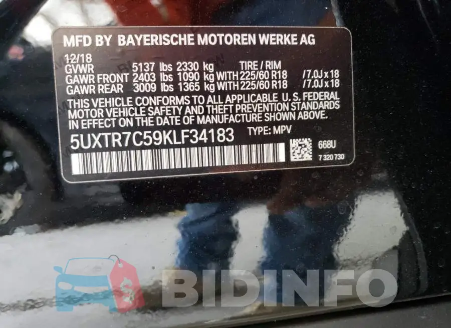 5UXTR7C59KLF34183 Photo# 14