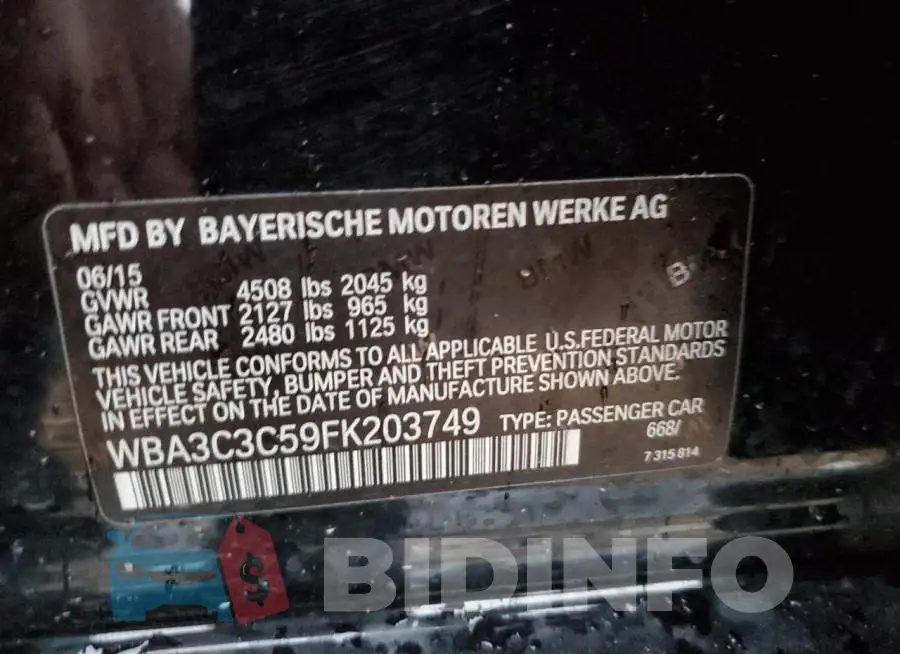 WBA3C3C59FK203749 Photo# 12