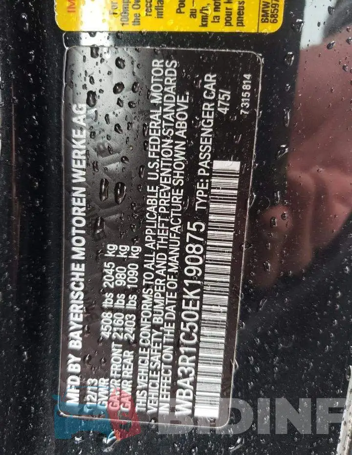 WBA3R1C50EK190875 Photo# 10