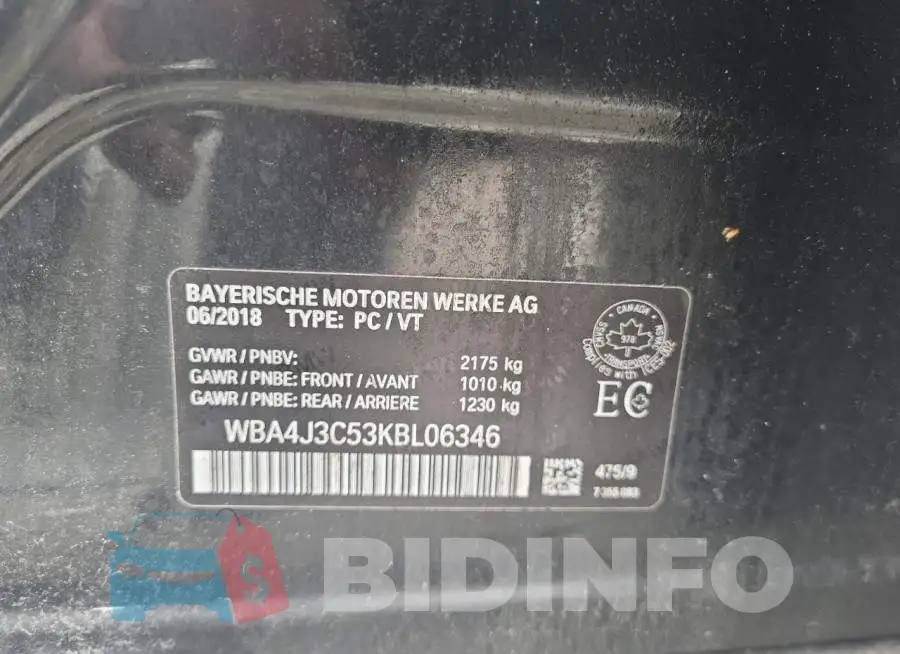WBA4J3C53KBL06346 Photo# 12
